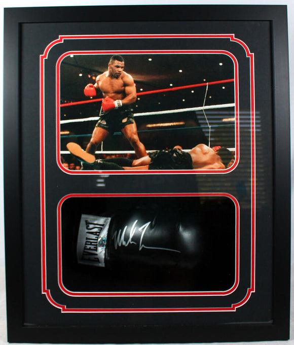 Mike Tyson Autographed Shadow Box Black Everlast Boxing Glove 3-Fiterman Holo *Silver *R Image 1