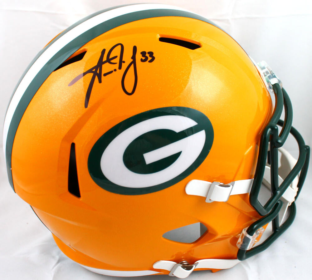 Aaron Jones Signed Green Bay Packers Speed Mini Helmet (Beckett Hologr –