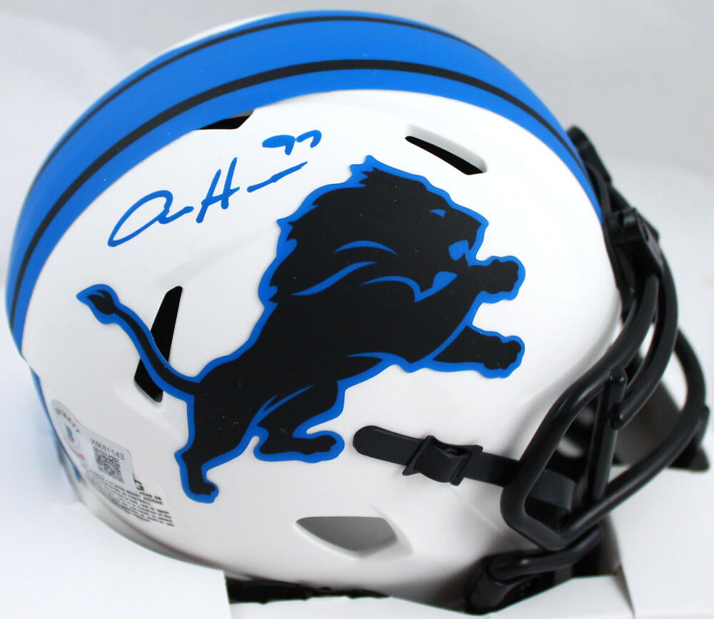 Aidan Hutchinson Autographed Detroit Lions Lunar Speed Mini Helmet-Beckett  W Hologram *Blue