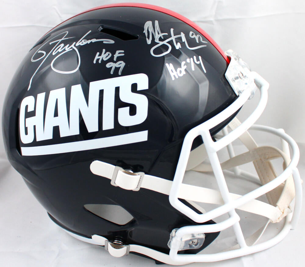 Michael Strahan Lawrence Taylor Signed Giants F/S Speed Helmet