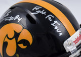 AJ Epenesa Autographed Iowa Hawkeyes Speed Mini Helmet w/Fight for Iowa-Beckett W Hologram *Silver Image 3