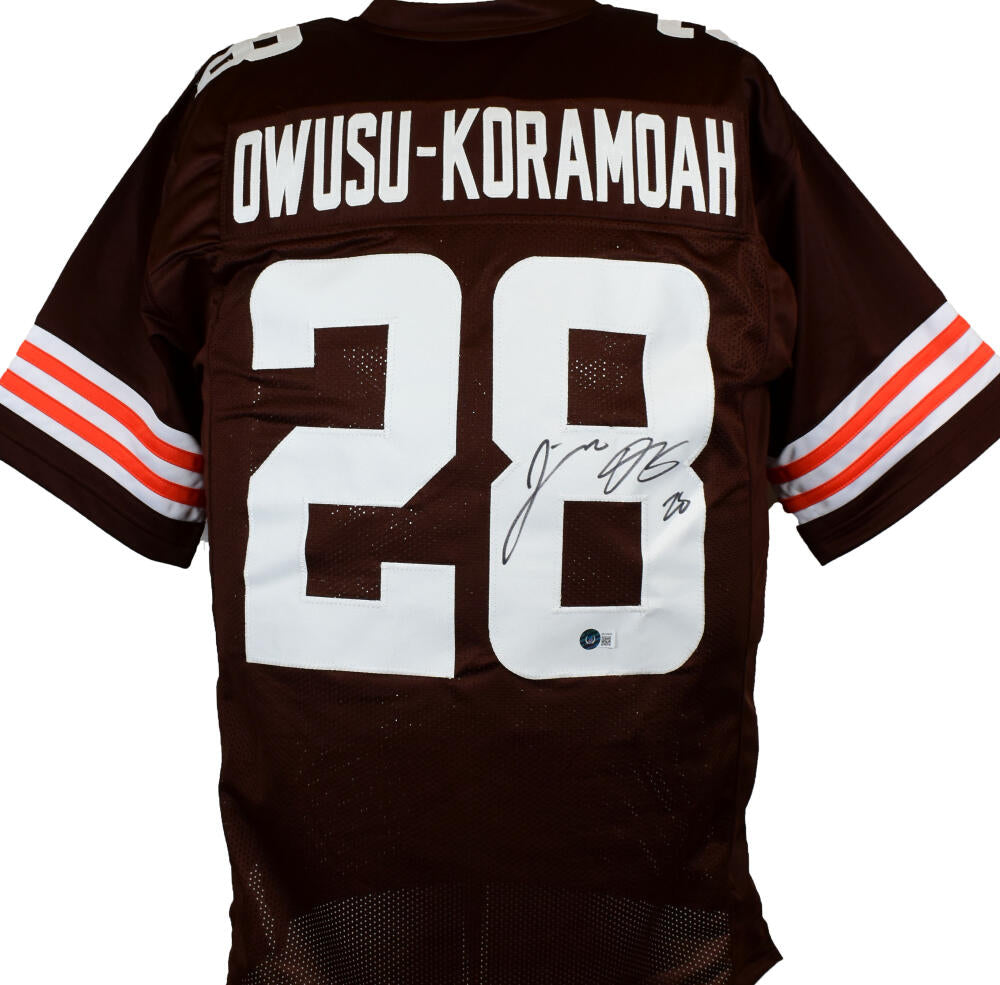 Jeremiah Owusu-Koramoah Signed Brown Pro Style Jersey w/ White #'s BAS  Witnessed