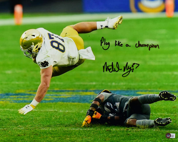Michael Mayer Autographed Notre Dame 16x20 Tackled Photo w/Play Like a Champion- Beckett W Hologram *Black Image 1