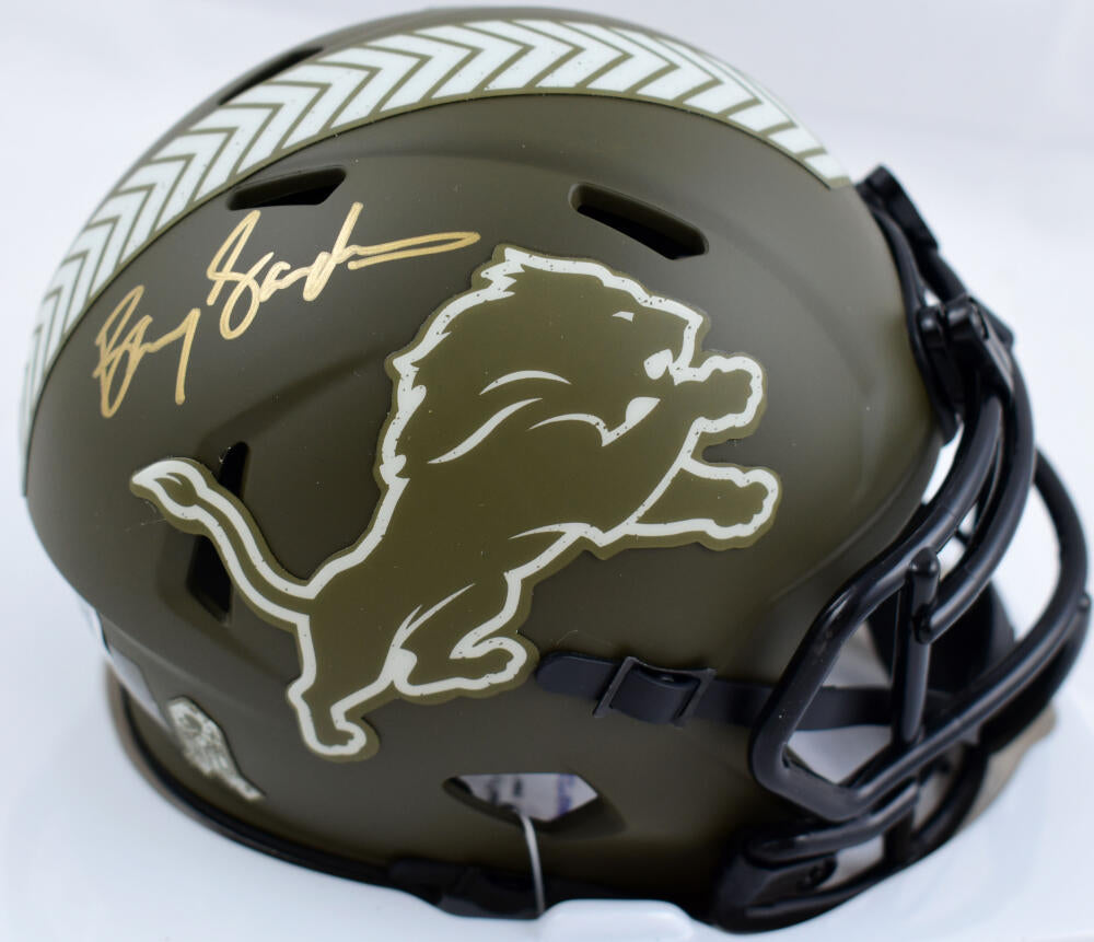 Barry Sanders Autographed Detroit Lions Camo Speed Mini Helmet -Becket –  The Jersey Source