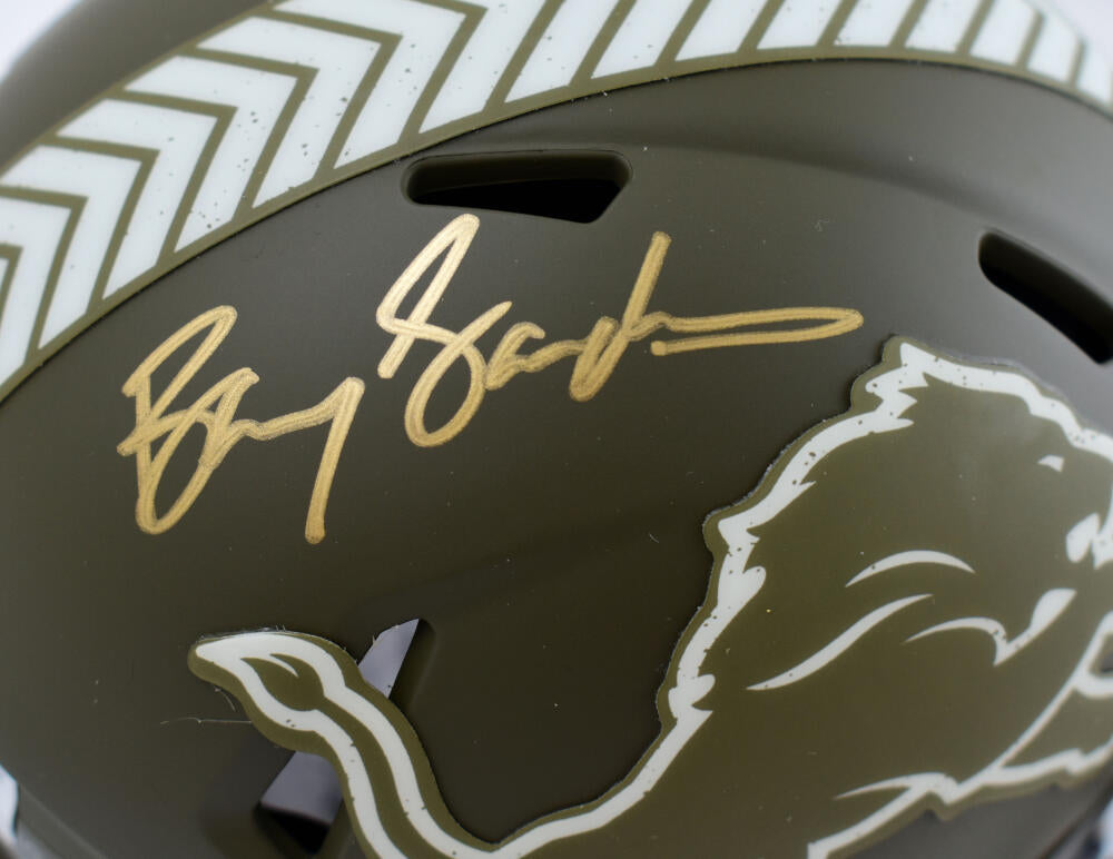 Barry Sanders Autographed Detroit Lions F/S Camo Speed Helmet - Becket –  The Jersey Source