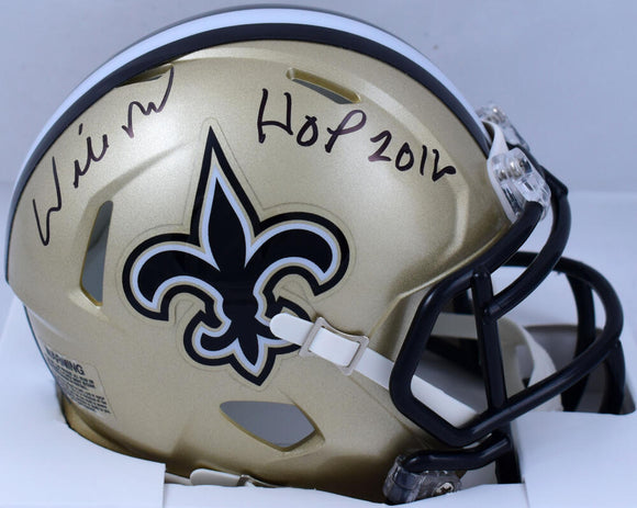 Willie Roaf Autographed Saints Speed Mini Helmet w/HOF- Prova *Black Image 1