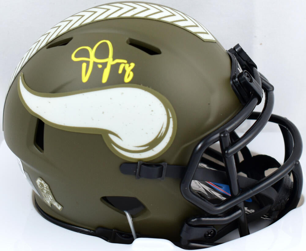 Justin Jefferson Vikings Signed Riddell Salute to Service Mini