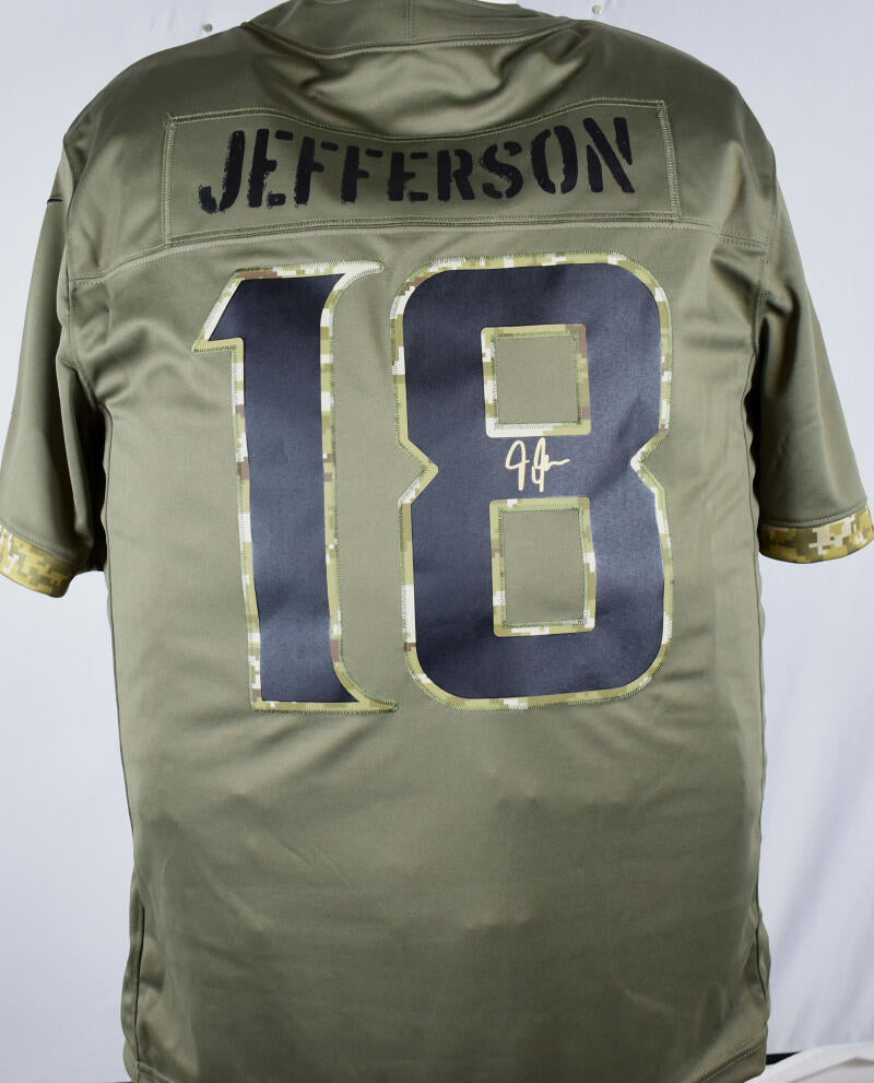 Justin Jefferson Vikings Autographed Nike Salute To Service Limited Player  Jersey-Beckett W Hologram *Gold
