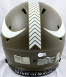 Justin Jefferson Autographed Vikings F/S Salute to Service Speed Authentic Helmet-Beckett W Hologram *Yellow Image 3
