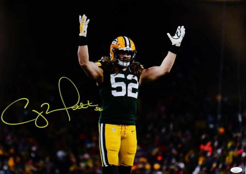 Clay Matthews Autographed and Framed Green Packers Jersey Auto JSA COA (D2-L)