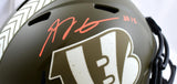 AJ Green Autographed Cincinnati Bengals F/S Salute to Service Speed Helmet-Beckett W Hologram *Orange Image 2