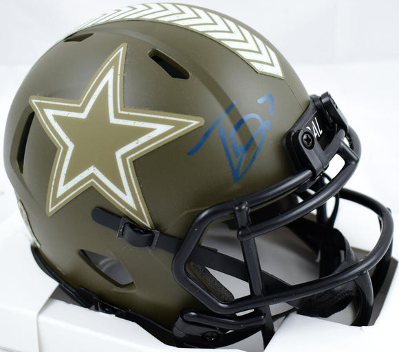 Trevon Diggs Autographed Dallas Cowboys Salute to Service Speed Mini Helmet- Beckett W Hologram *Blue Image 1