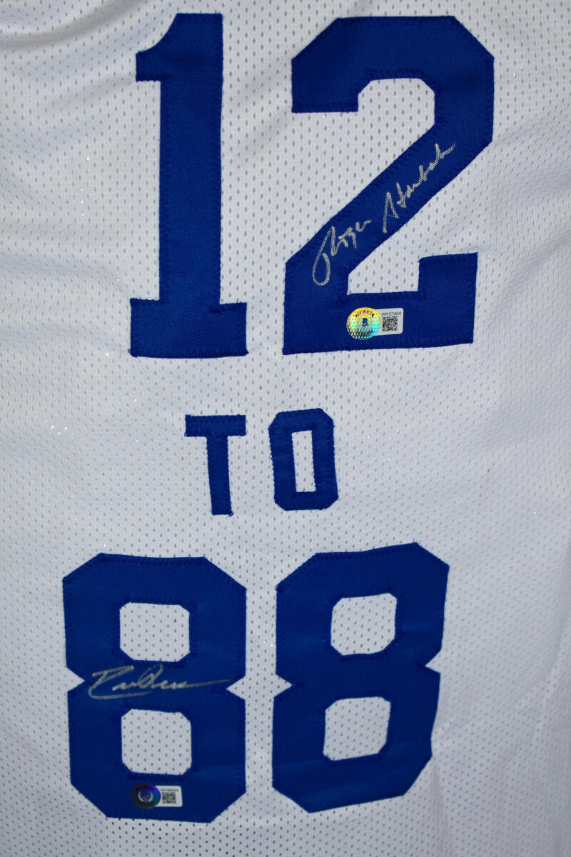 Roger Staubach Drew Pearson Autographed Blue Pro Style Jersey-Beckett W  Hologram