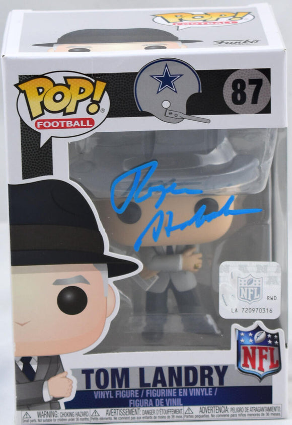 Roger Staubach Signed Dallas Cowboys Funko Pop Figurine 87- Beckett W Hologram *Blue Image 1