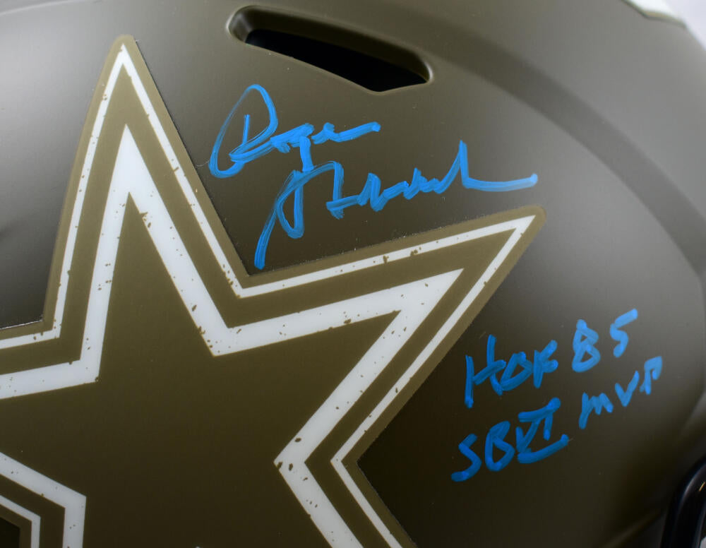 Roger Staubach Signed Cowboys Salute to Service Helmet HOF 85 SB