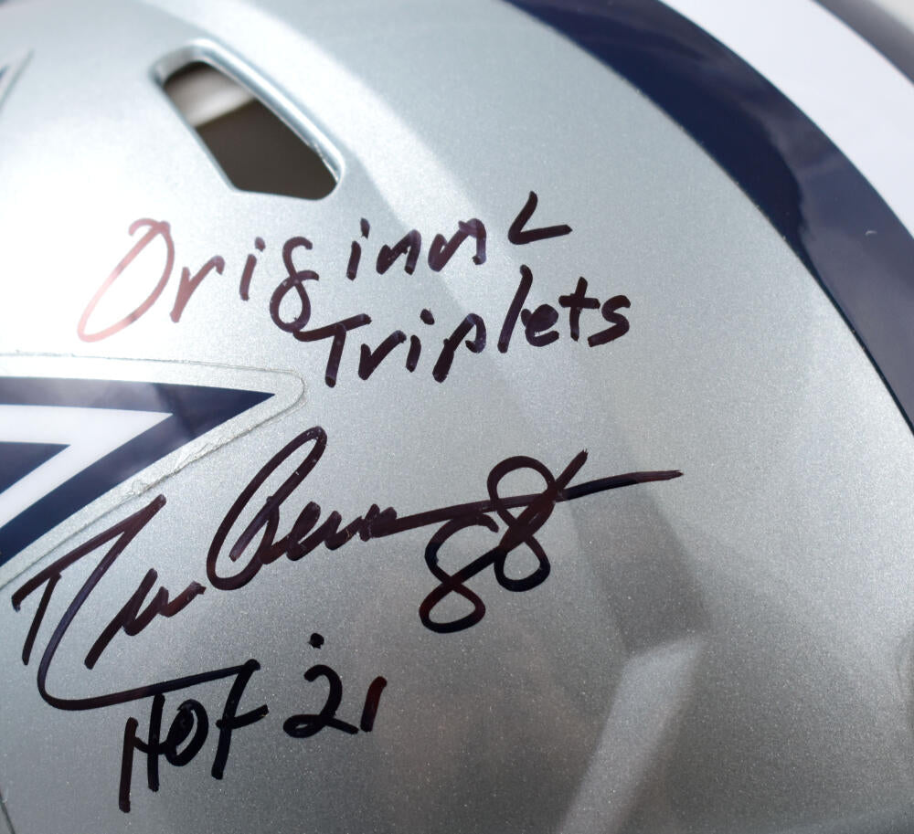 Drew Pearson/Roger Staubach/Tony Dorsett Signed Cowboys F/S Speed  Helmet-Beckett W Hologram *Black