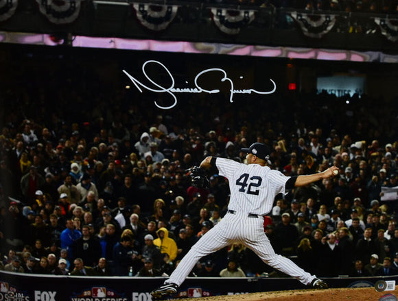Mariano Rivera Signed 16x20 New York Yankees Pitching Photo - Beckett W Hologram *White Image 1
