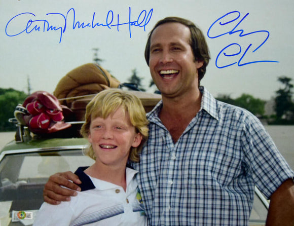 Chevy Chase Anthony Michael Hall Autographed 16x20 Vacation Photo-Beckett W Hologram *Blue Image 1