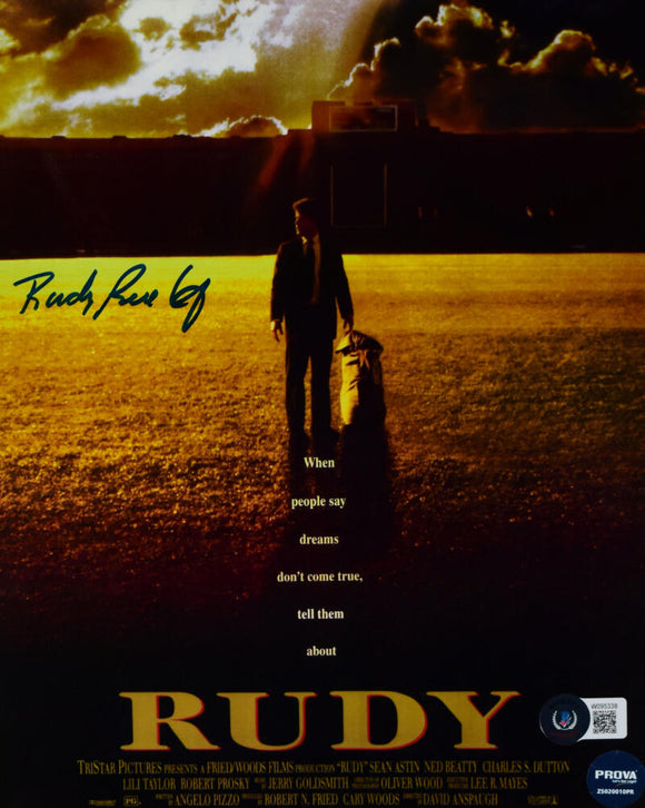 Rudy Ruettiger Autographed 8x10 Movie Poster Photo- Beckett W Hologram *Blue Image 1