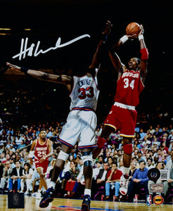 Hakeem Olajuwon Houston Rockets Autographed 8x10 V. Ewing Photo- Beckett W Hologram *White Image 1