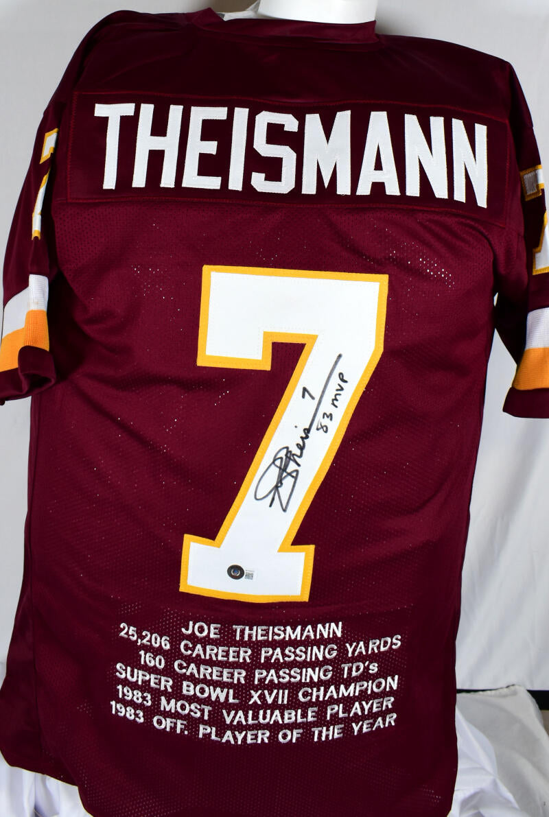 ShopRSA Joe Theismann Signed 83 MVP Inscription Washington Pro Yellow Football Jersey (JSA)