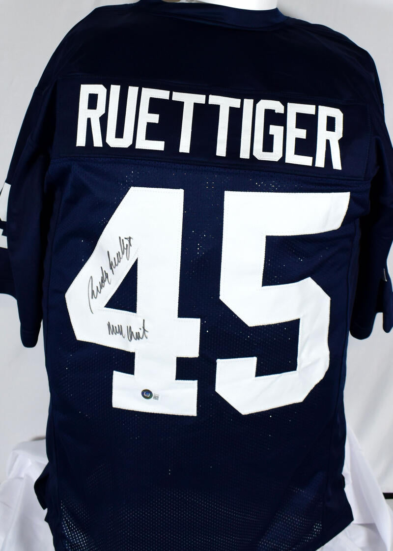 Rudy Ruettiger Autographed Blue College Style Jersey w/Never Quit- Bec –  The Jersey Source