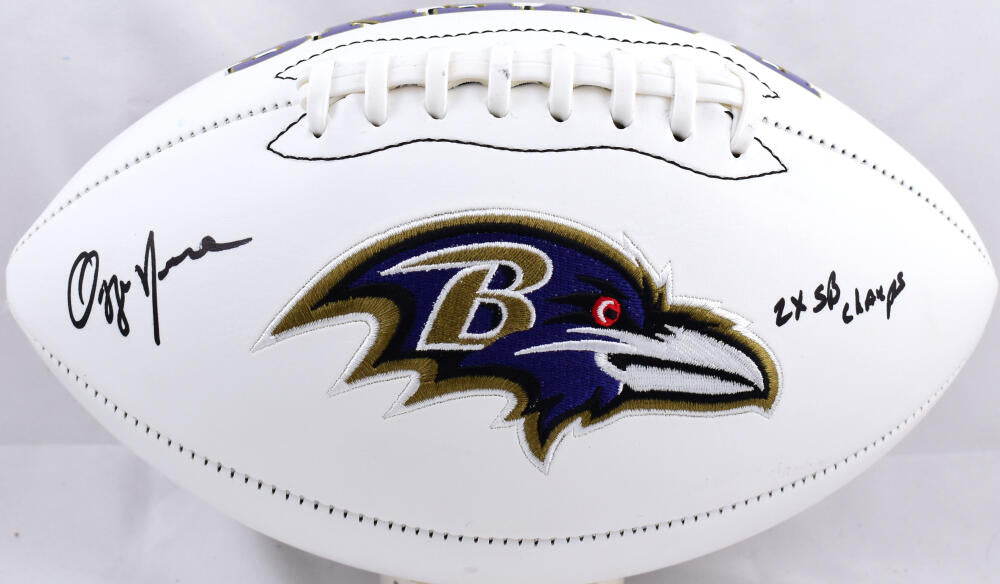 Ozzie Newsome Autographed Baltimore Ravens Logo Football w/ SB Champs-  Beckett W Hologram *Black