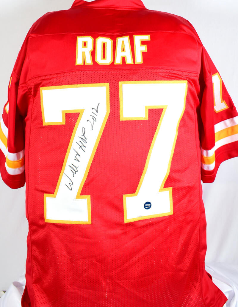 Willie Roaf Autographed Red Pro Style Jersey w/ HOF- Prova *Black *L1