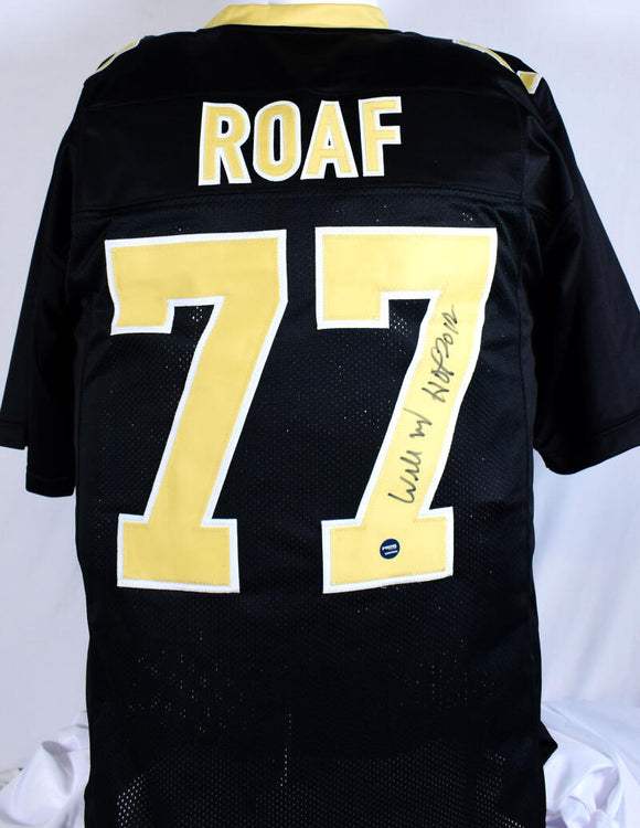 Willie Roaf Autographed Black Pro Style Jersey w/ HOF- Prova *Black Image 1
