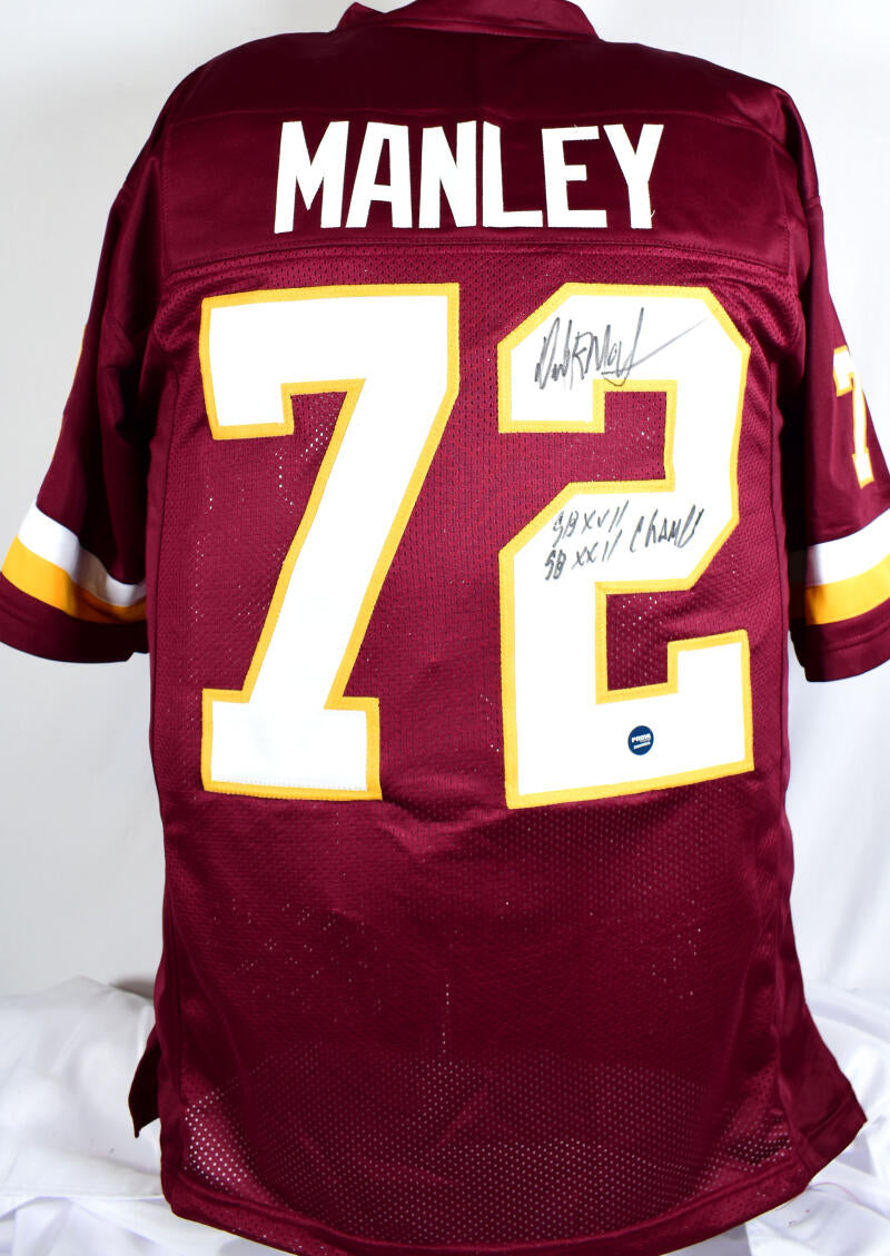 Dexter Manley White Jersey Autographed 8x10 Washington Redskins