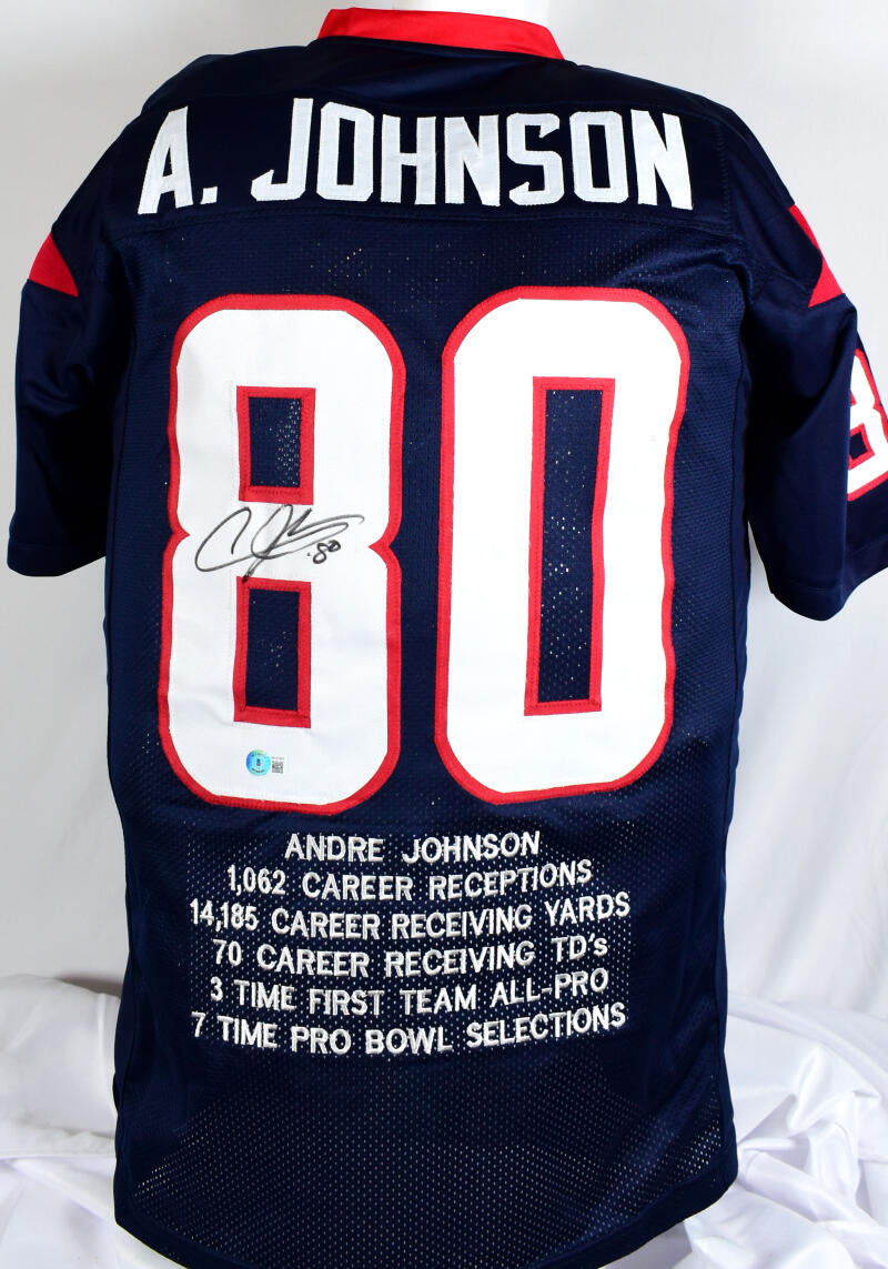 Andre Johnson Autographed Houston Texans Blue Custom Jersey