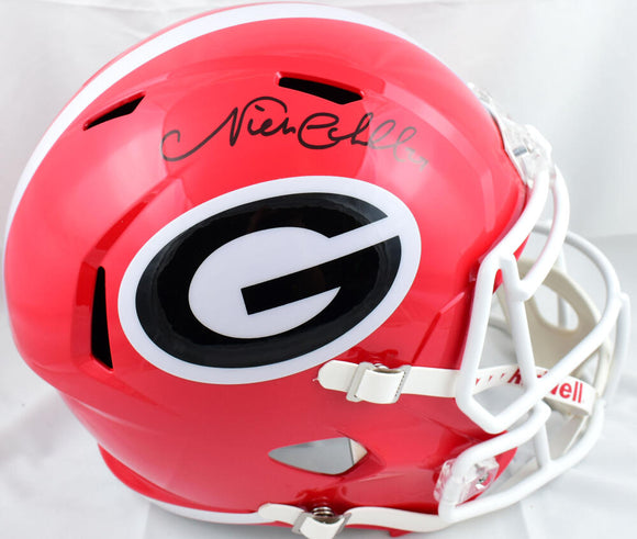 Nick Chubb Autographed Georgia Bulldogs F/S Speed Helmet-Beckett W Hologram *Black Image 1
