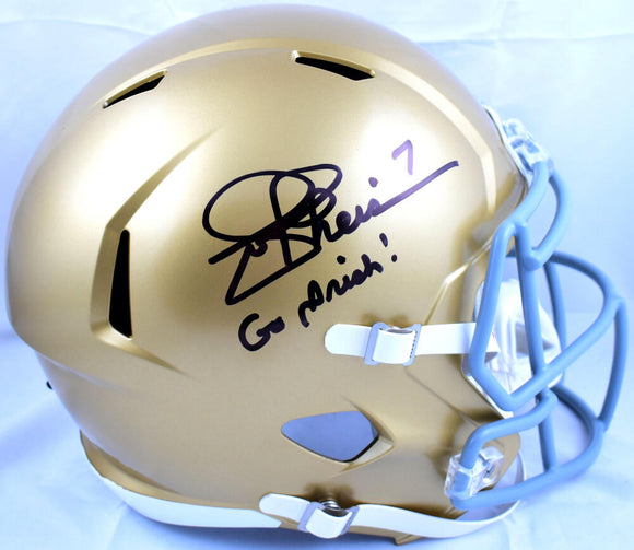 Joe Theismann Autographed Notre Dame F/S Speed Helmet w/Go Irish-Beckett W Hologram *Black Image 1