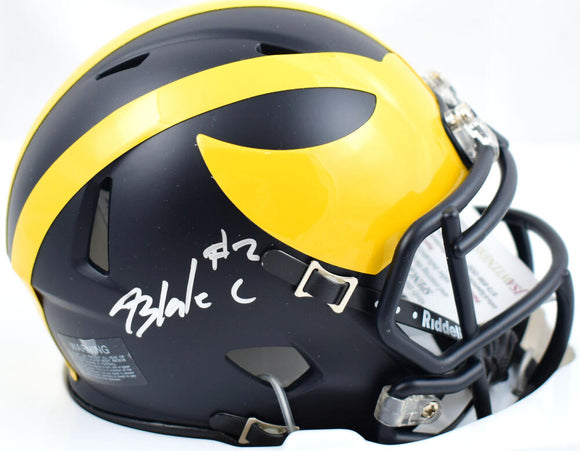 Blake Corum Autographed Michigan Wolverines Speed Mini Helmet- JSA W *Silver Image 1