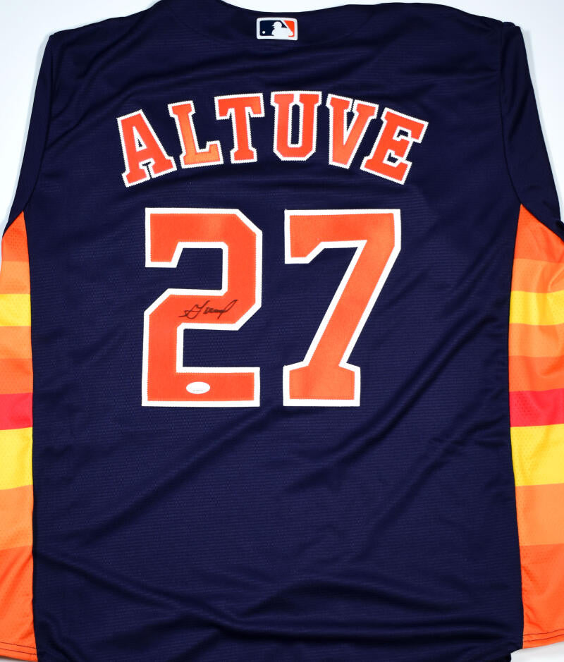 Jose Altuve Autographed Houston Astros Blue Nike Jersey - JSA W *Black