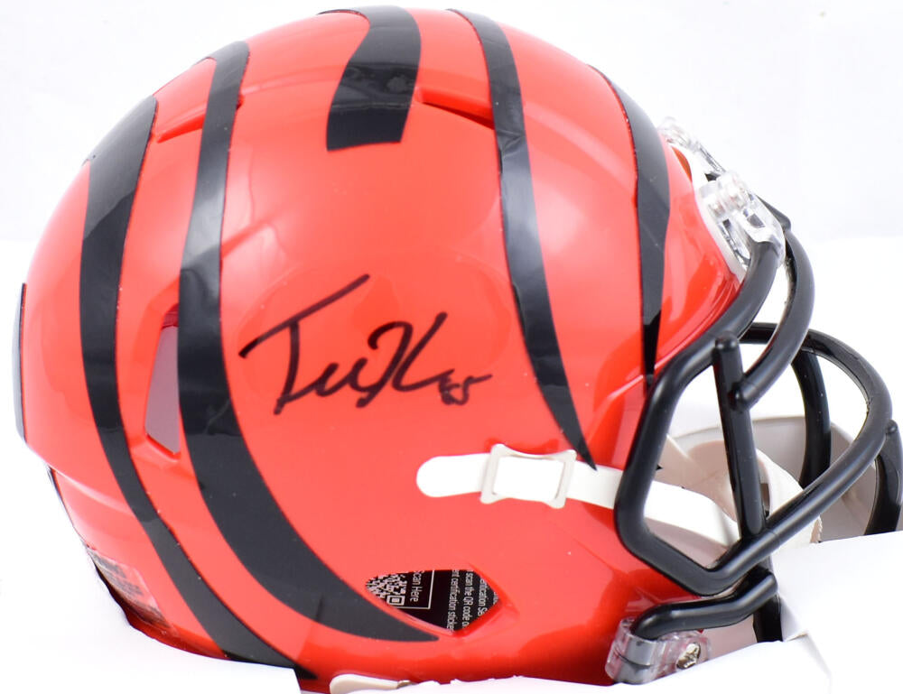 Tee Higgins Cincinnati Bengals Autographed Riddell Speed Mini Helmet