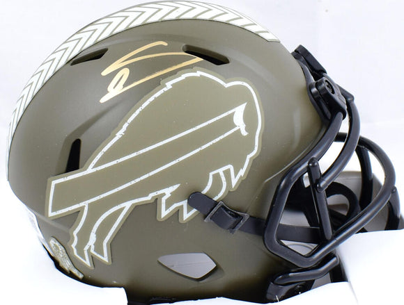 Stefon Diggs Autographed Buffalo Bills Salute to Service Speed Mini Helmet-Beckett W Hologram *Gold Image 1