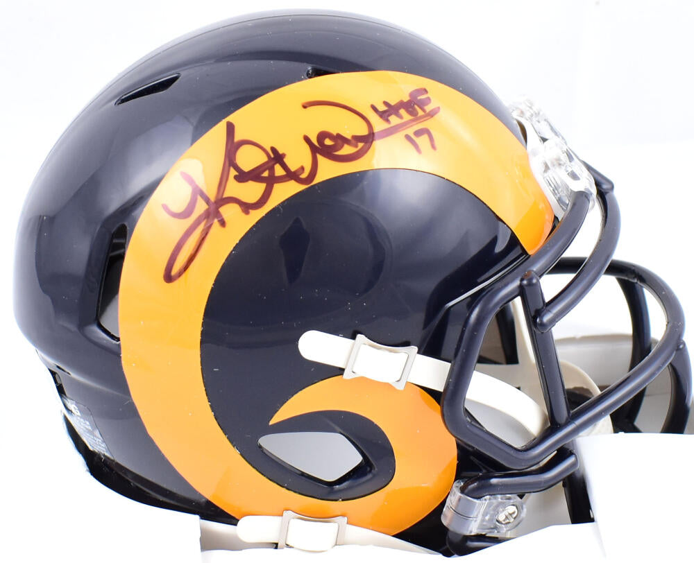 Kurt Warner Signed Autographed Rams Throwback Mini Helmet Beckett