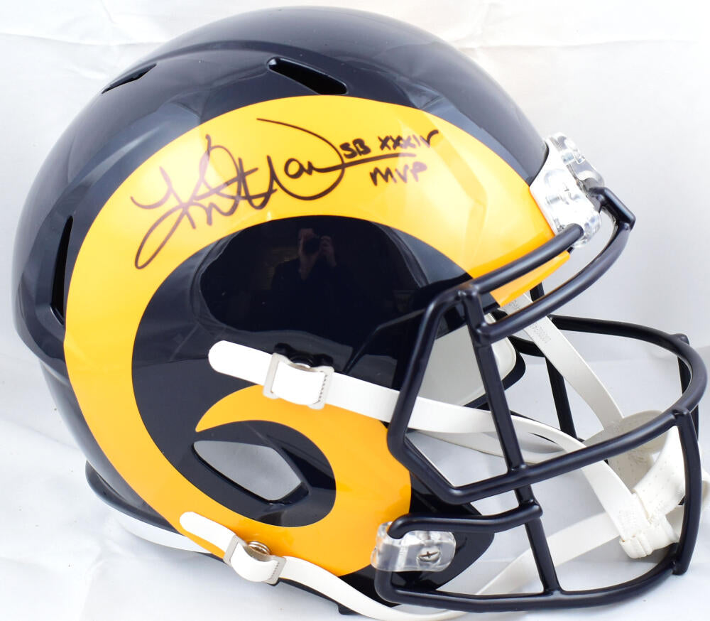 Kurt Warner Autographed Rams 81-99 F/S Speed Helmet w/SB MVP