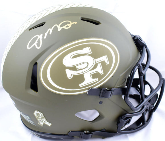 Joe Montana Autographed San Francisco 49ers F/S Salute to Service Speed Authentic Helmet - Fanatics *Gold Image 1