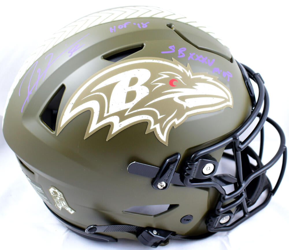 Ray Lewis Baltimore Ravens Signed F/S Flat White Authentic Helmet