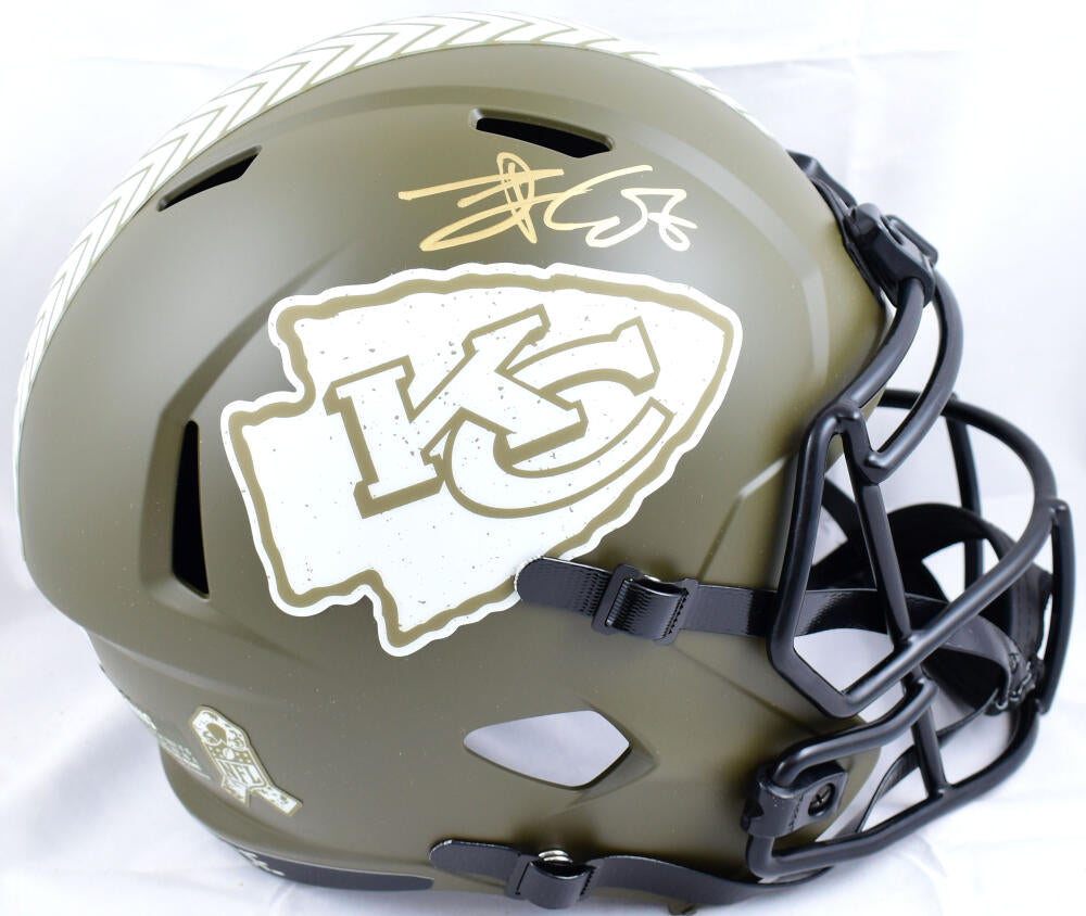 Travis Kelce Signed Kansas City Chiefs Salute to Service Riddell Full Size  Speed Helmet - Schwartz Authenticated