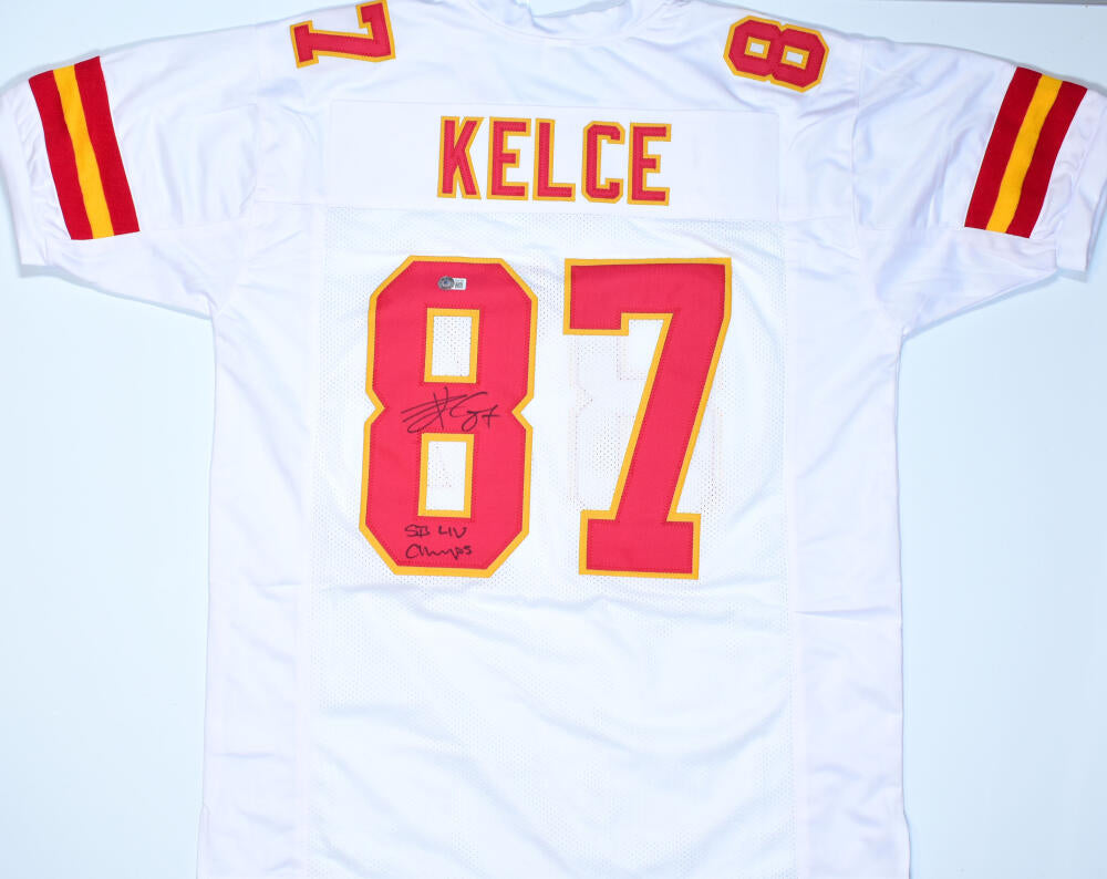 Travis Kelce Autographed White Pro Style Jersey w/SB Champs - Beckett – The  Jersey Source