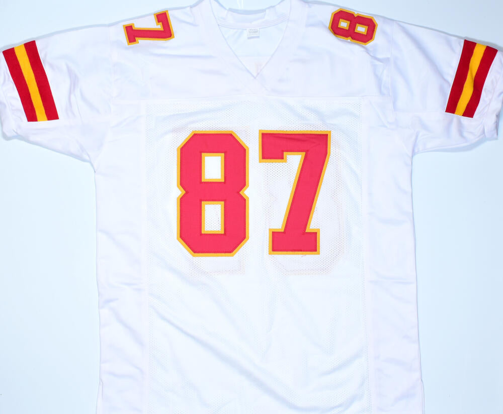 Travis Kelce Signed Kansas City White Large Football Jersey (Beckett) — RSA