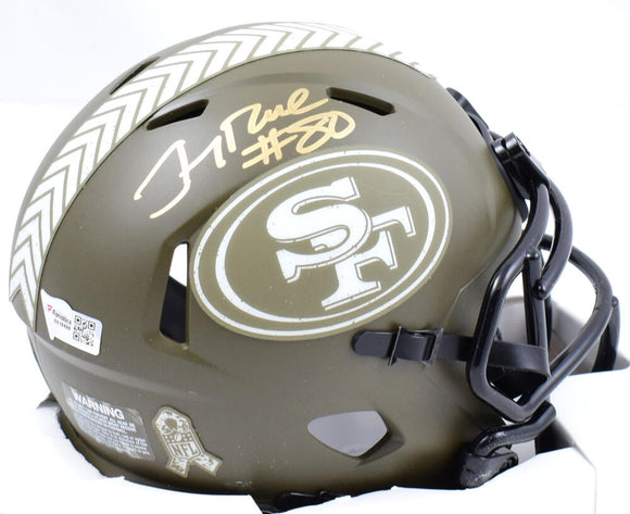 Jerry Rice Autographed 49ers Salute to Service Speed Mini Helmet- Fanatics *Gold Image 1