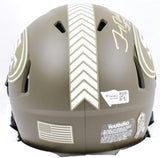 Jerry Rice Autographed 49ers Salute to Service Speed Mini Helmet- Fanatics *Gold Image 3