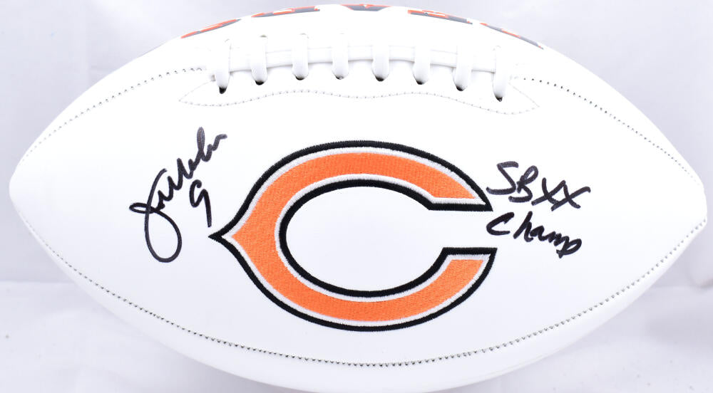 Jim McMahon Autographed Chicago Bears Logo Football w/SB Champ