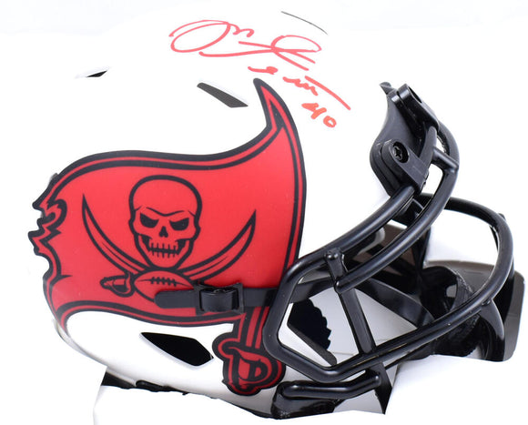 Mike Alstott Autographed Buccaneers Lunar Speed Mini Helmet *top- Beckett W Hologram *Red Image 1