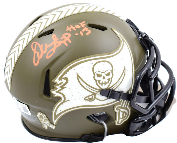Warren Sapp Autographed Buccaneers Salute to Service Speed Mini Helmet w/HOF-Beckett W Hologram *Orange Image 1