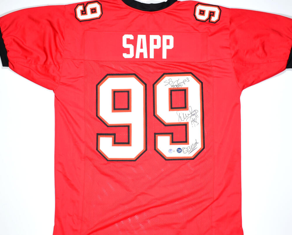 Warren Sapp HOF Autographed Tampa Bay Custom Red Football Jersey